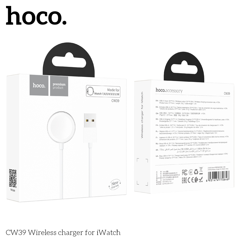 Đế Sạc không dây HOCO CW39 cho Apple watch cổng USB [BH 1 NĂM]