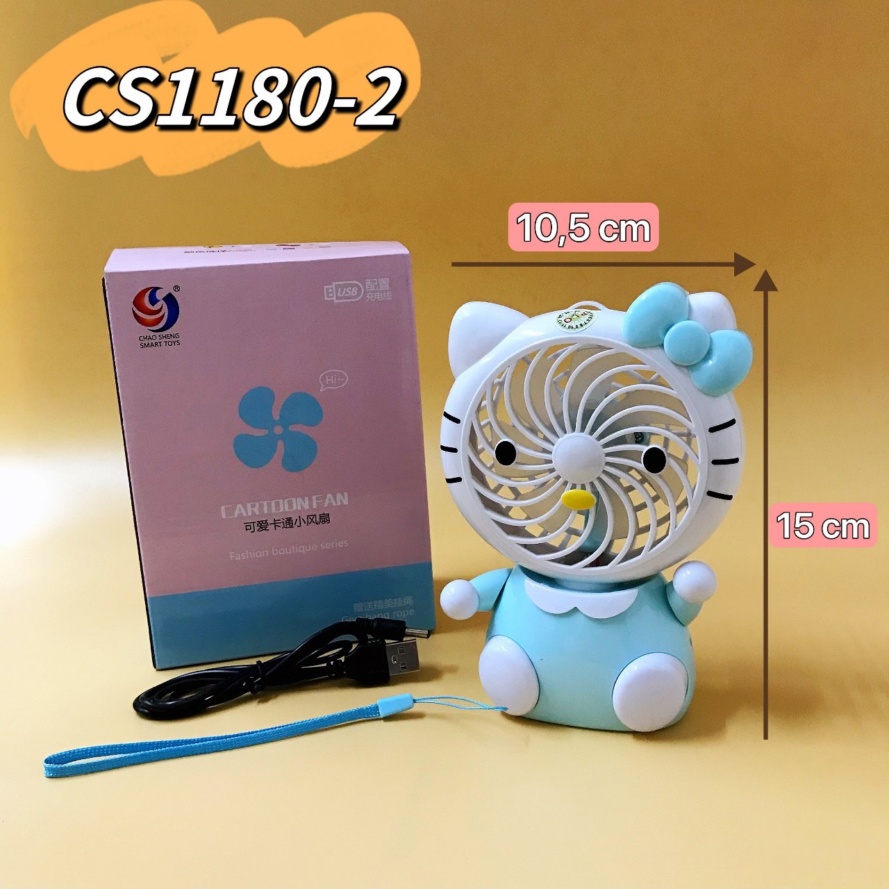 Quạt để bàn Hello kitty 1180-2CS size 10.5x15cm[BH 1 Tháng]