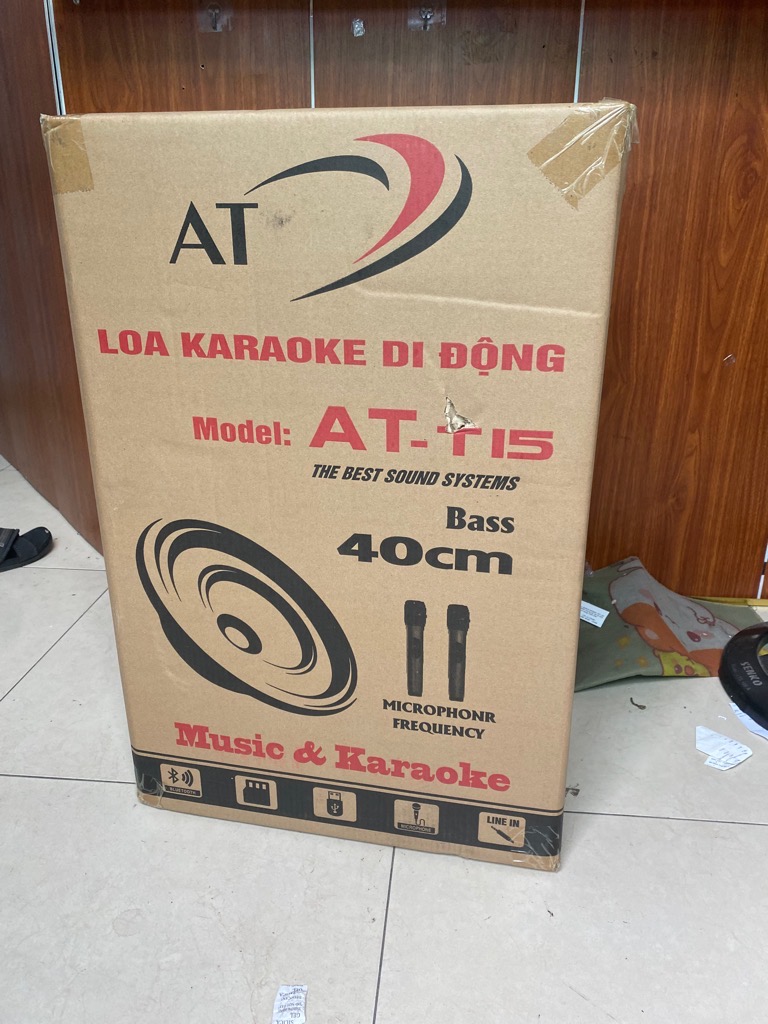 Loa kéo AT-T15 600W bass 40cm kèm 2 micro không dây hát karaoke di động [BH 6 tháng]