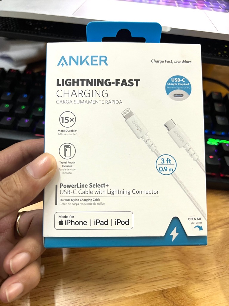 Cáp sạc nhanh PD 20w ANKER A8617 0.9m Type C ra iPhone Lightning cho iPhone 11 12 13 14 Pro Max chính hãng [BH 6 tháng]
