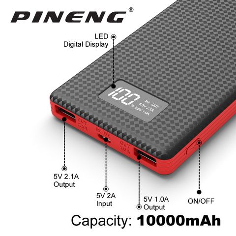 Pin sạc dự phòng PINENG PN-963 10.000 mAh có màn hình LCD chính hãng [BH 3 Tháng]