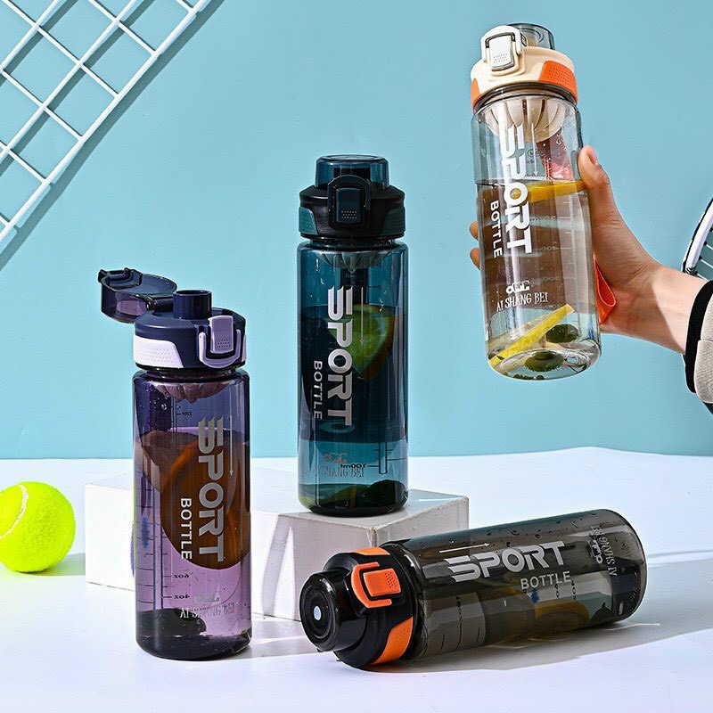 Bình đựng nước thể thao, detox nắp bật Sport có chia vạch