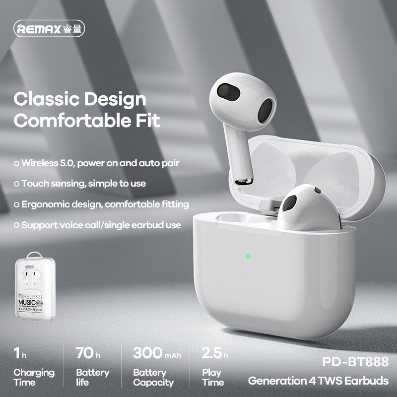 Tai nghe Bluetooth Proda PD-BT888 Remax chính hãng True Wireless kiểu Airpods [BH 1 năm]