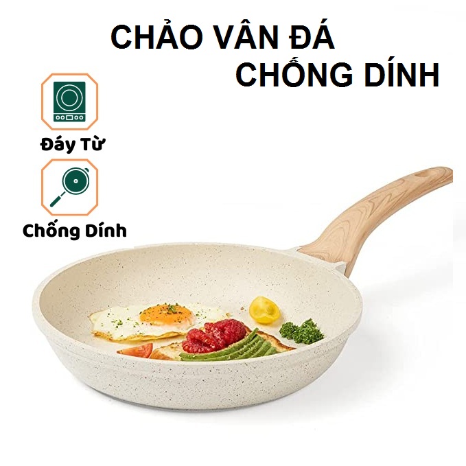 Chảo chống dính vân đá (xài được bếp từ) 20cm DẸT Emoojoo xuất Hàn [BH: NONE]