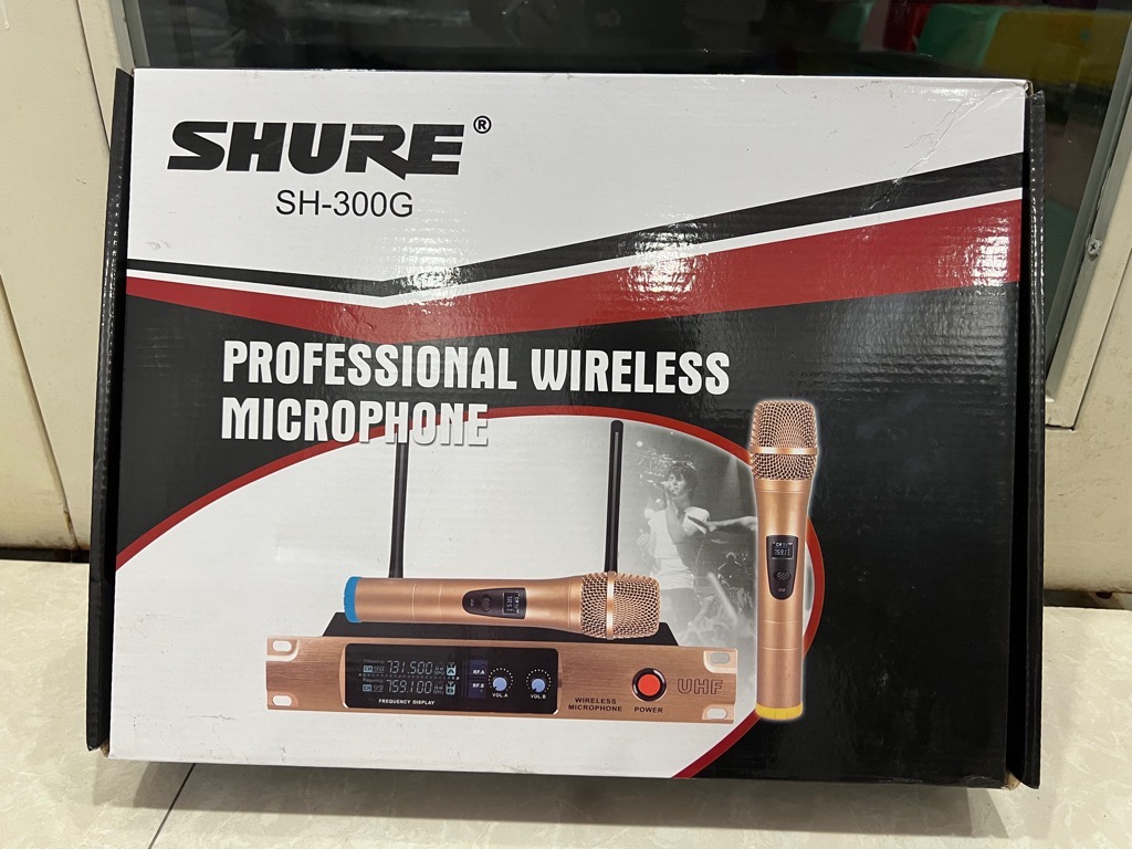 Bộ 2 micro không dây vàng SH-300G chống hú UHF âm thanh cực hay, chống nhiễu chuyên nghiệp [BH 3 tháng]