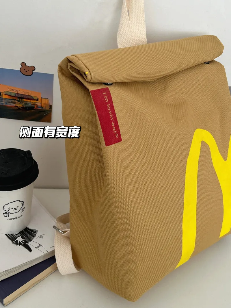 Balo túi xách, túi đeo Mcdonalds chữ M cho bé đi học, đi phượt phong cách Hàn Quốc