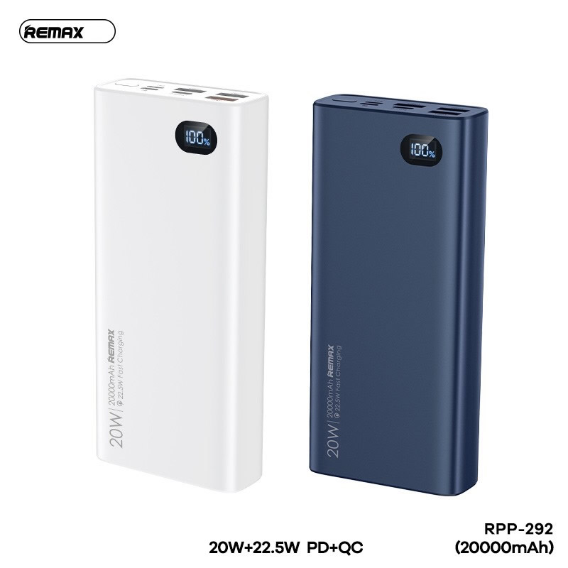 Pin sạc nhanh 22.5W REMAX RPP-292 20.000mAh dự phòng PD QC3.0 chính hãng [BH 1 năm]