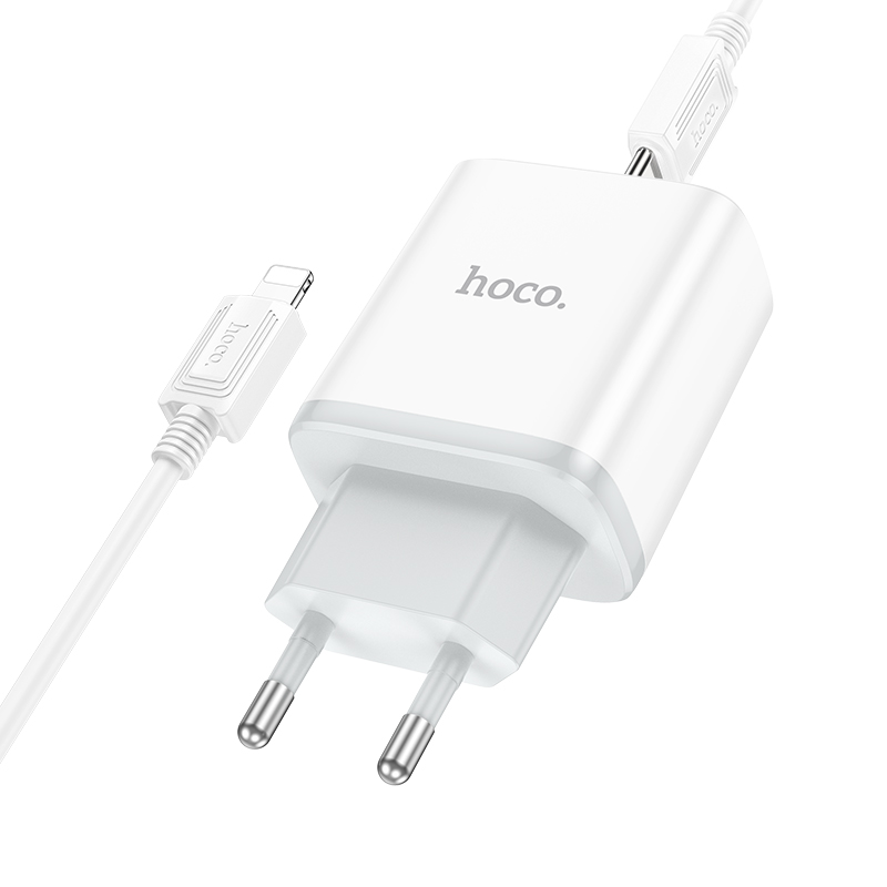 Bộ sạc nhanh 20w Hoco C105A (c-l) (cóc 1 cổng usb QC3.0 vs 1 cổng type-c PD) (cáp type c ra iphone lightning) chính hãng [BH 1 năm]