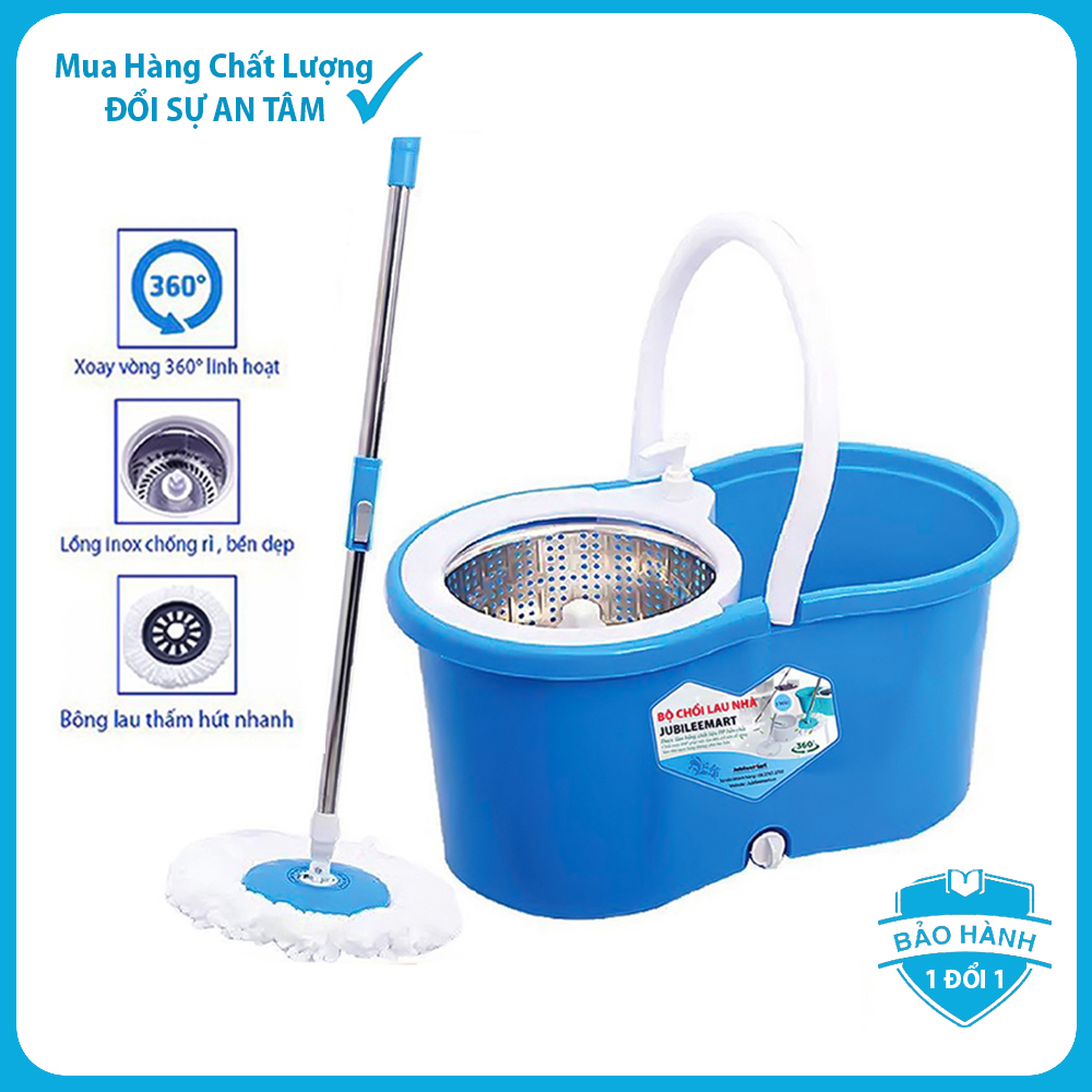 Bộ thùng lau nhà thông minh xoay 360 độ lồng kim loại (no box)