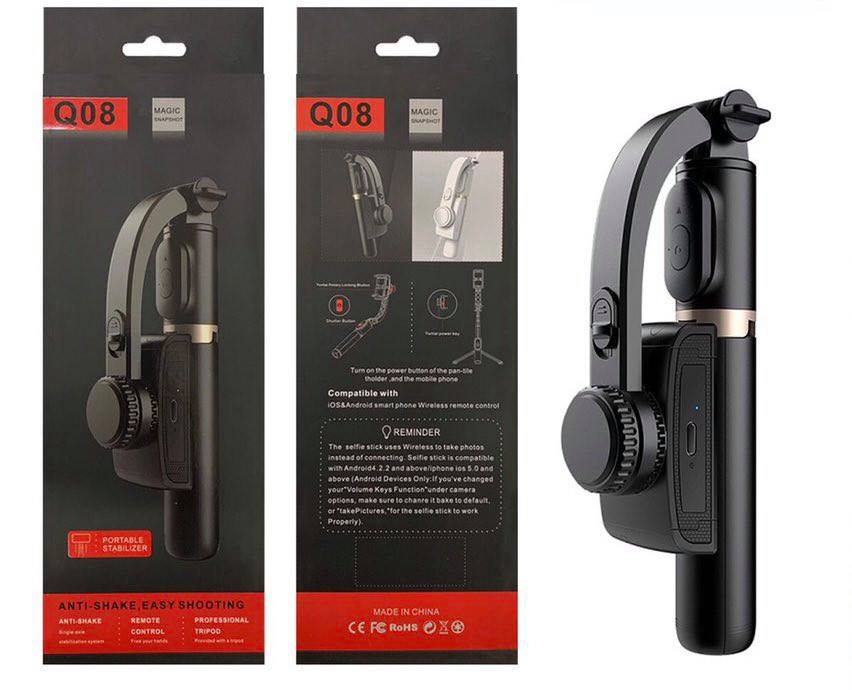 Giá đỡ Gậy Chống Rung Điện Tử Gimbal Stabilizer L08 / Q08 Selfie Quay Phim Tự Sướng Kiêm Giá Đỡ Tripods 3 Chân Có Bluetooth [BH 1 tuần]