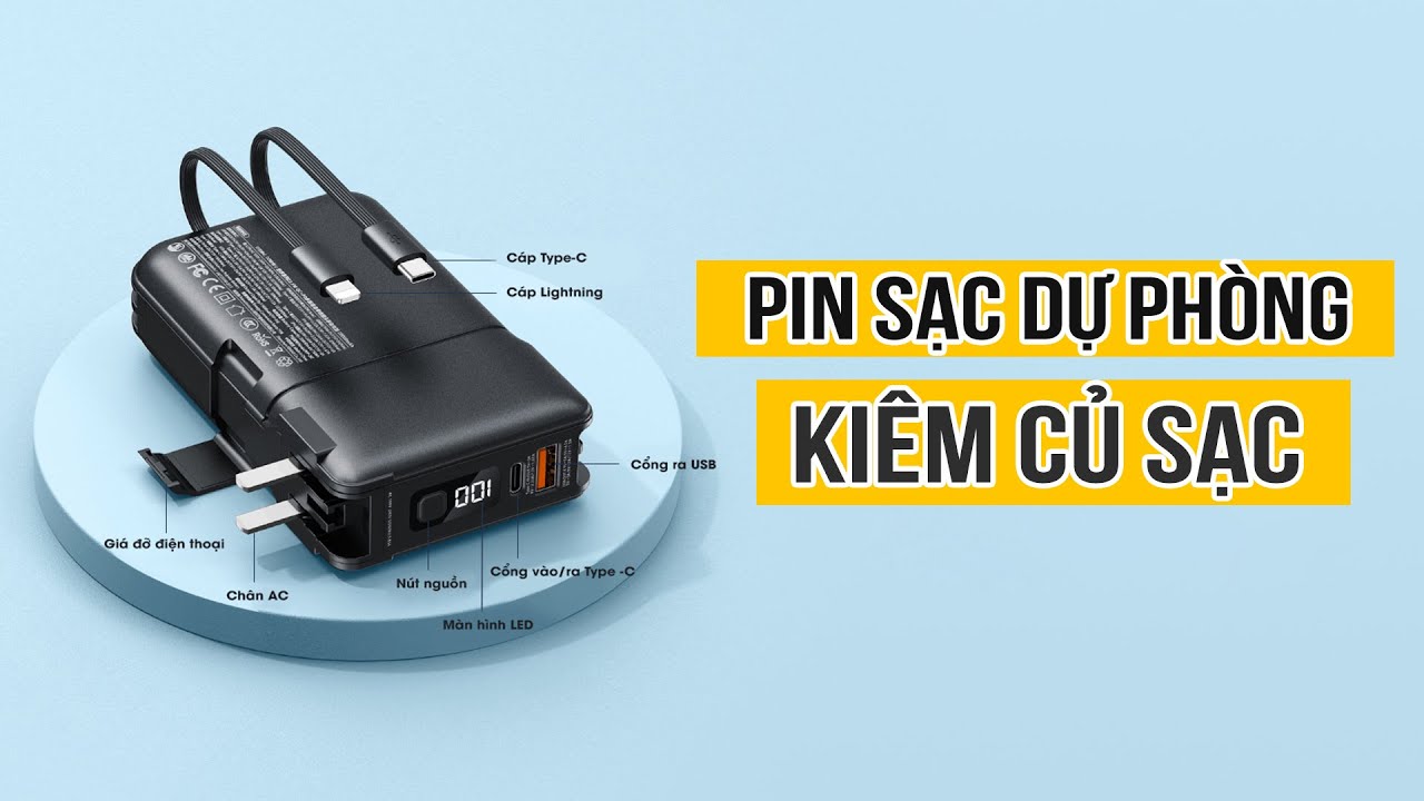 Pin sạc nhanh 22.5w REMAX RPP-267 20.000mAh dự phòng PD+QC3.0 kèm cáp liền pin kiêm củ ghim sạc ổ điện chính hãng [BH 1 năm]