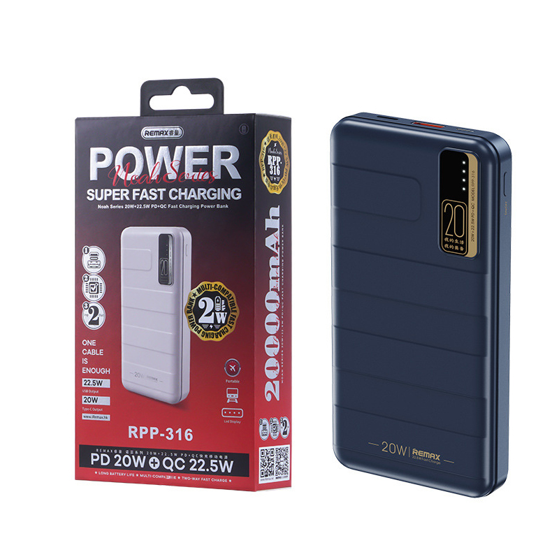 Pin sạc nhanh 22.5W REMAX RPP-316 20.000mAh dự phòng PD QC3.0 chính hãng - BH 1 năm