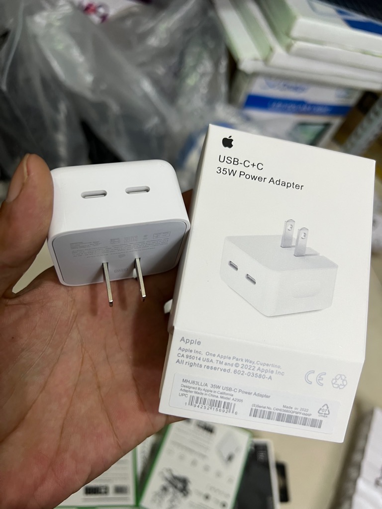 Cóc sạc nhanh 35w zin store 2 cổng Type C iPhone 14 chân mỹ full box G8 [BH 6 tháng]