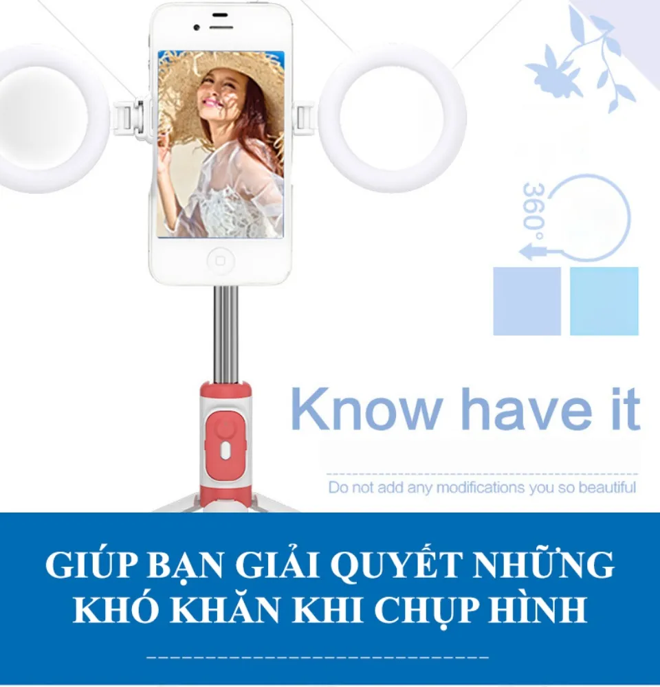 Gậy chụp hình JC-18H 2 đèn led selfie tự sướng kiêm giá đỡ 3 chân có remote bluetooth- pin remote nếu có bao TEST không bảo hành [BH 1 tuần]