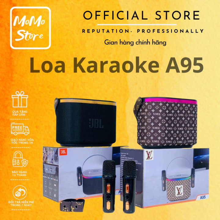 Loa bluetooth karaoke A95 tặng kèm 2 micro không dây có đèn led siêu hay [BH: 3 Tháng]