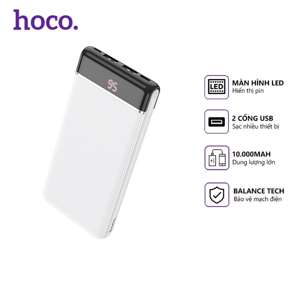 Pin sạc dự phòng Hoco J59 10.000mAh có màn hình LCD chính hãng [BH 1 năm]