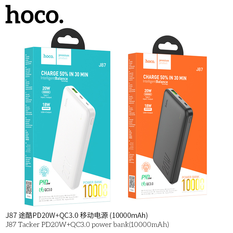 Pin sạc nhanh 20w HOCO J87 10.000mAh pin dự phòng PD QC3.0 chính hãng [BH 1 năm]