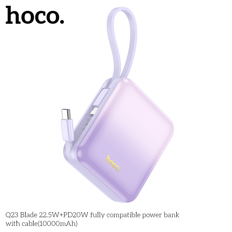 Pin sạc nhanh 22.5w Hoco Q23 10.000mAh kèm cáp liền pin dự phòng chính hãng [BH 1 Năm]