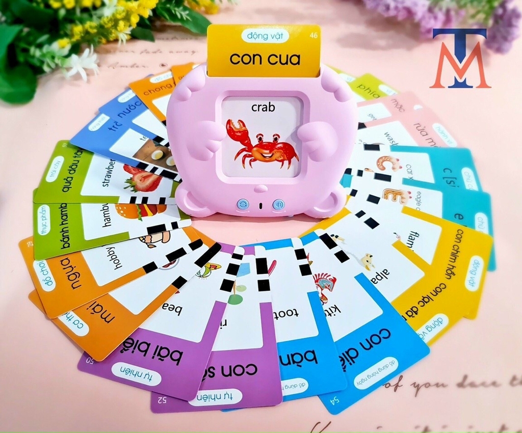 Máy đọc thẻ song ngữ Anh Việt 112 thẻ bao gồm 224 từ vựng, 12 chủ đề Flashcard (tiếng việt, tiếng anh) cho bé học hỏi