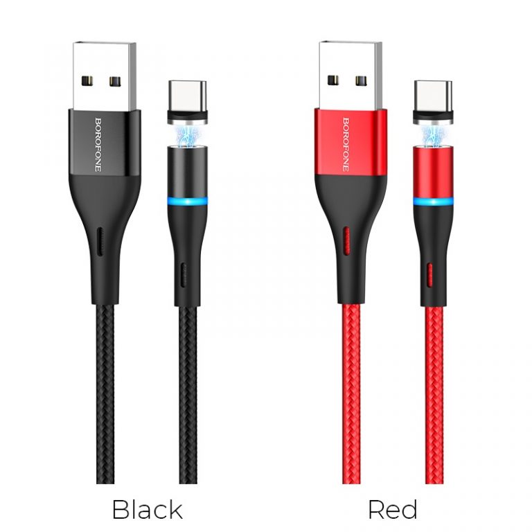 Cáp sạc từ sạc nhanh BOROFONE BU16 usb ra Type-C 1.2M có led dây dù chính hãng [BH 1 năm]