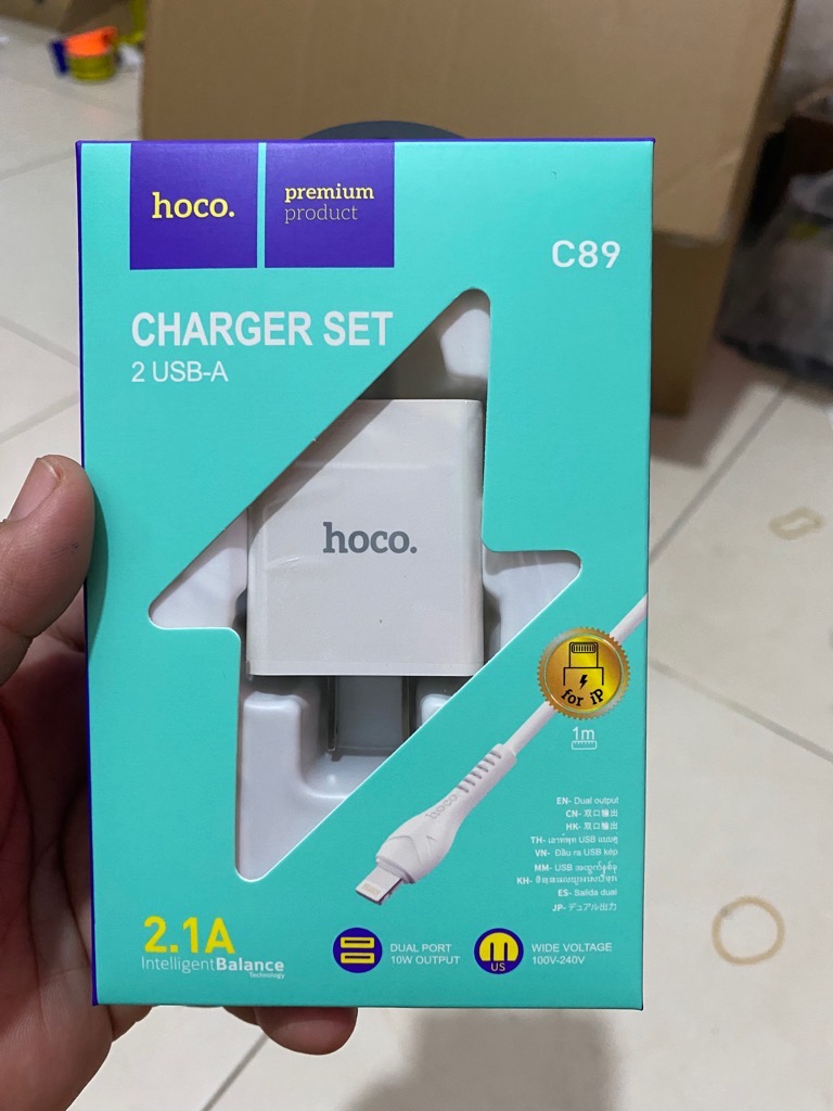 Bộ sạc nhanh HOCO C89 (cáp usb ra iphone Lightning) 2 cổng usb chính hãng [BH 1 năm]