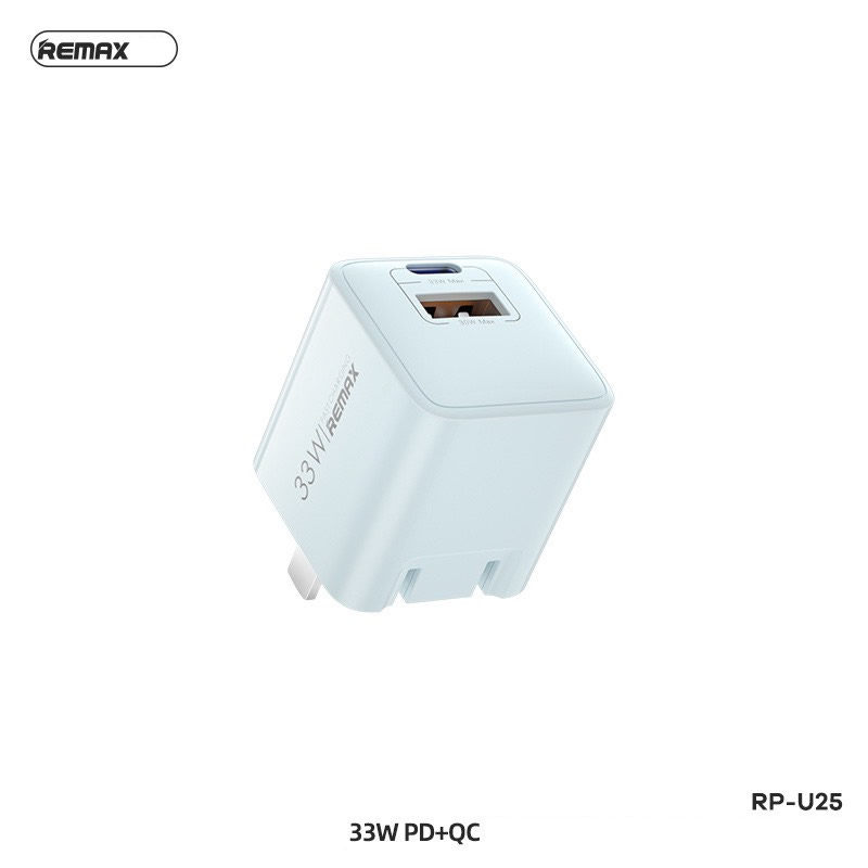 Cóc sạc nhanh 33W Remax RP-U25 1 cổng USB + 1 cổng Type C QC3.0+PD chính hãng [BH 1 Năm]