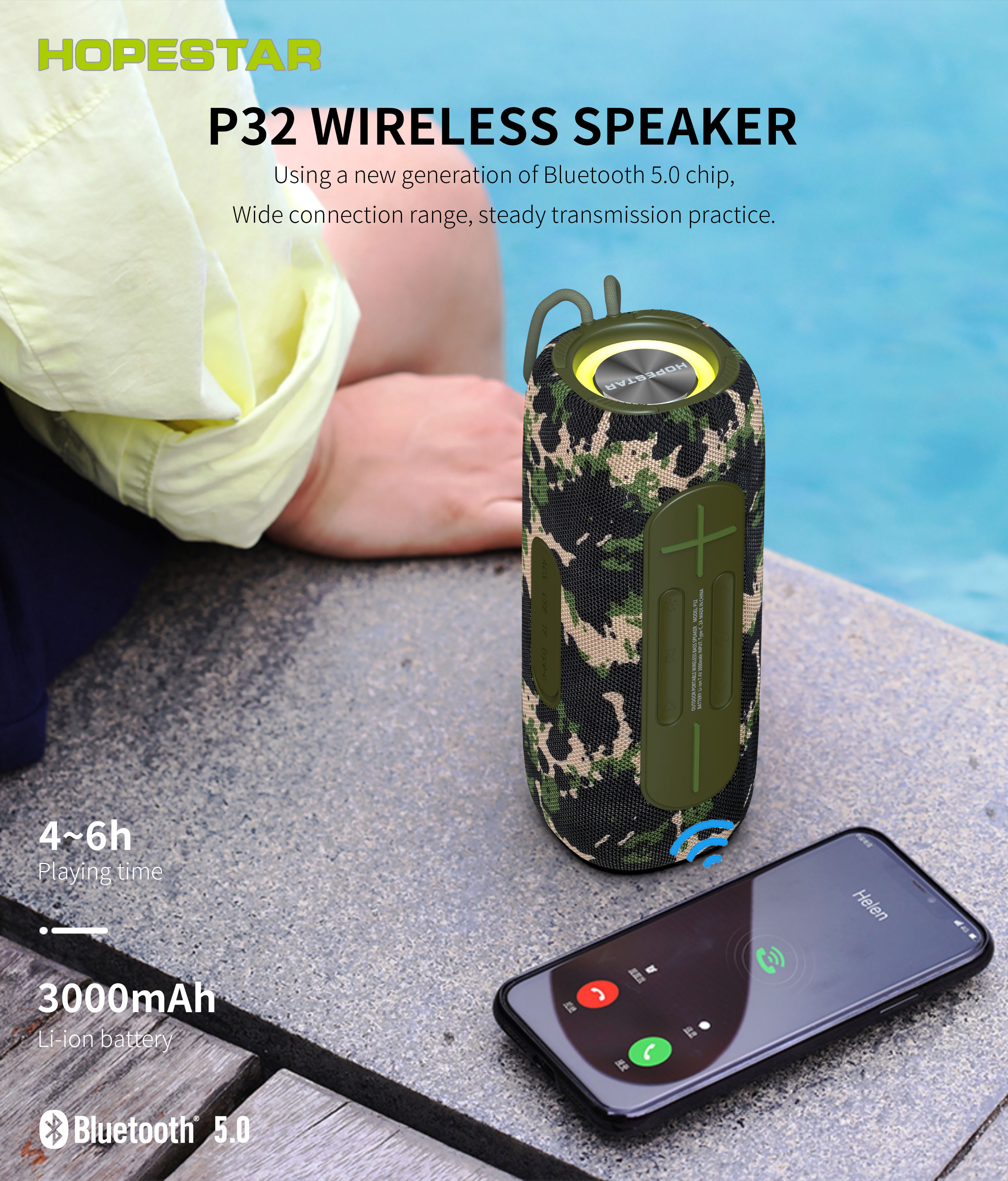 Loa bluetooth cao cấp HopeStar P32 lớn chính hãng siêu hay chống nước IPX6 [BH 6 tháng]