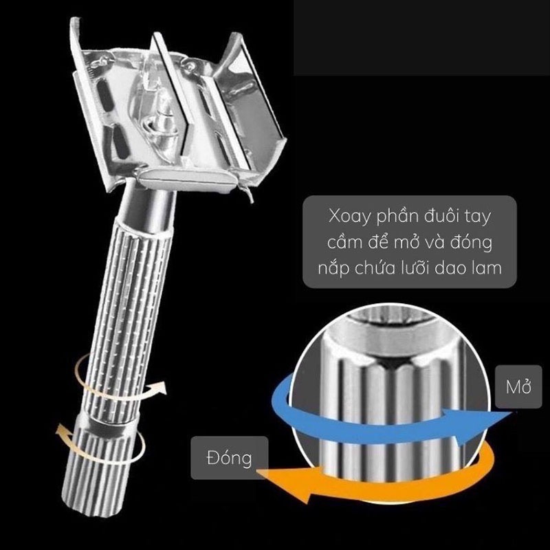 Hộp dao cạo râu phong cách cổ điển tặng kèm 1 chổi vệ sinh và 1 dao lam [BH: NONE]