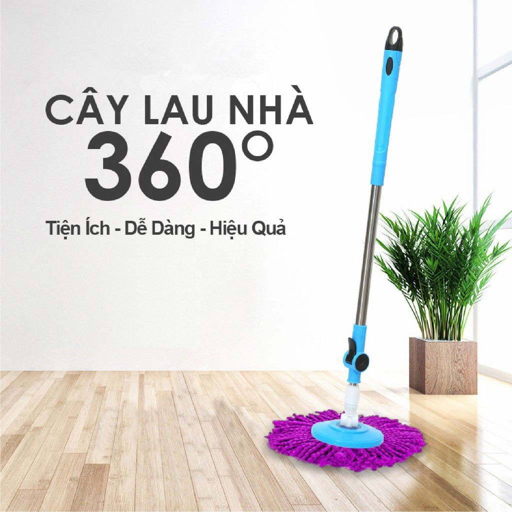 Cây lau nhà bông tròn xoay 360 độ (đầu kim loại) [BH: None]