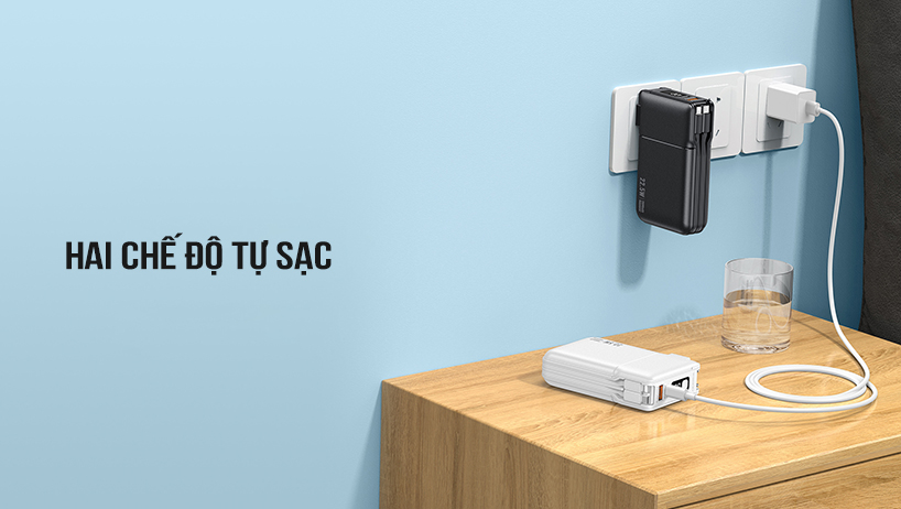 Pin sạc nhanh 22.5w REMAX RPP-267 20.000mAh dự phòng PD+QC3.0 kèm cáp liền pin kiêm củ ghim sạc ổ điện chính hãng [BH 1 năm]