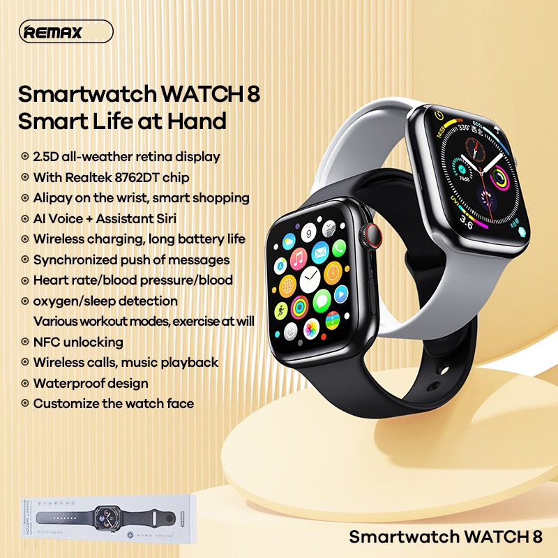 Đồng hồ thông minh Remax Watch 8 {Trắng Xám/ Đen} Smart Watch chính hãng (giống Apple Watch) [BH 1 Năm]
