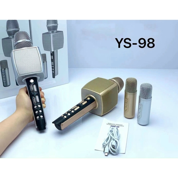 Micro bluetooth YOSD YS-98 bộ 2 mic không dây lớn nhỏ hát cặp song ca cao cấp loại 1 (Ys98) [BH 6 tháng]