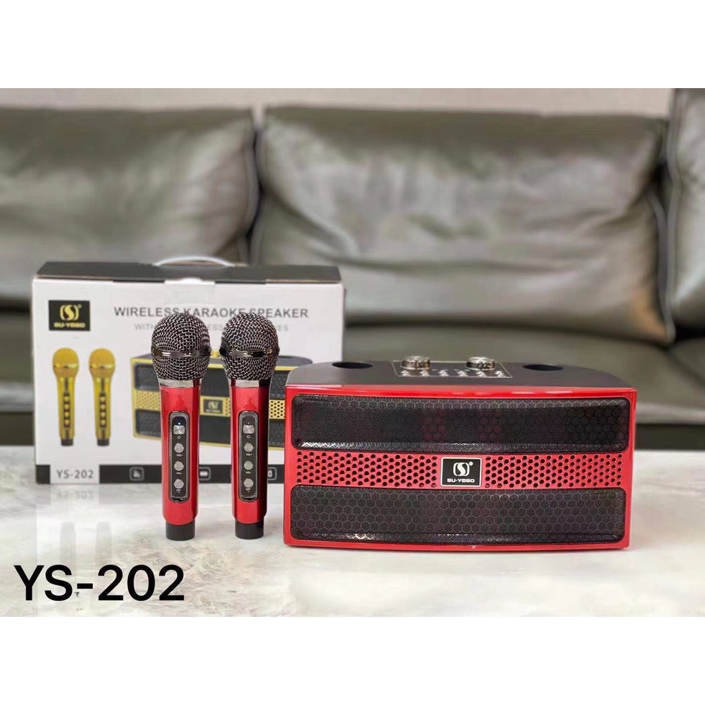 Loa bluetooth karaoke YOSD YS-202 kèm 2 micro không dây chính hãng [BH 6 tháng]
