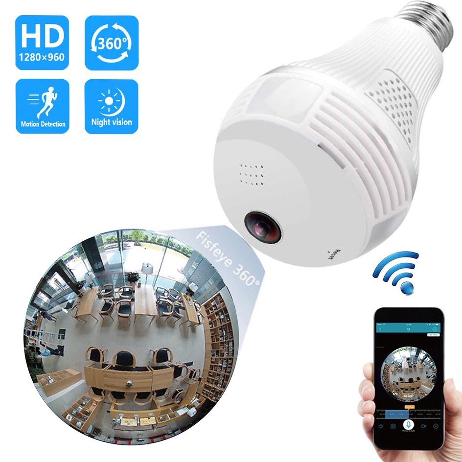 Camera IP wifi Bóng Đèn V380 Pro Ngụy Trang dùng app V380 [BH 6 tháng]