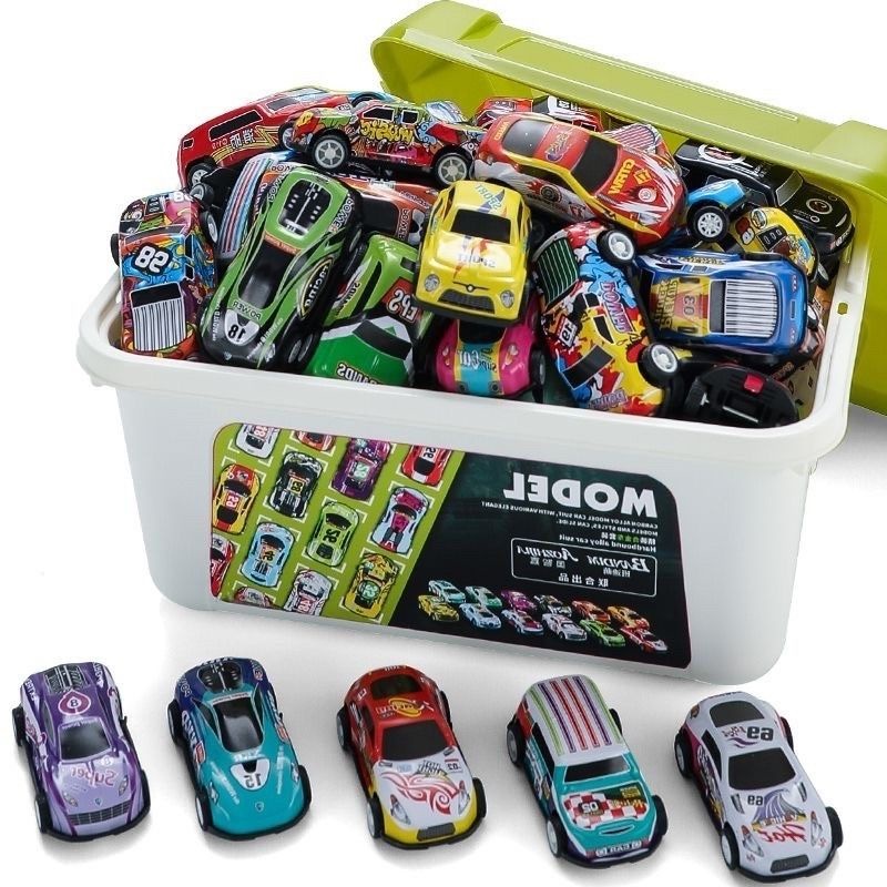 Quà tặng Bộ 30 xe đồ chơi ô tô mini chạy trớn kèm hộp đựng cho bé
