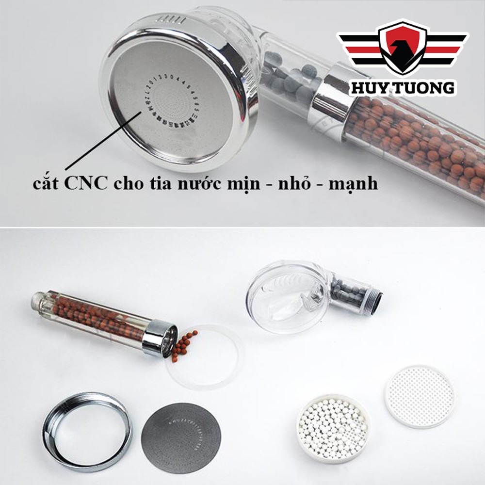 Bộ vòi sen tăng áp lọc nước Trong suốt Lucky xịn kèm dây inox 304 [BH: None]