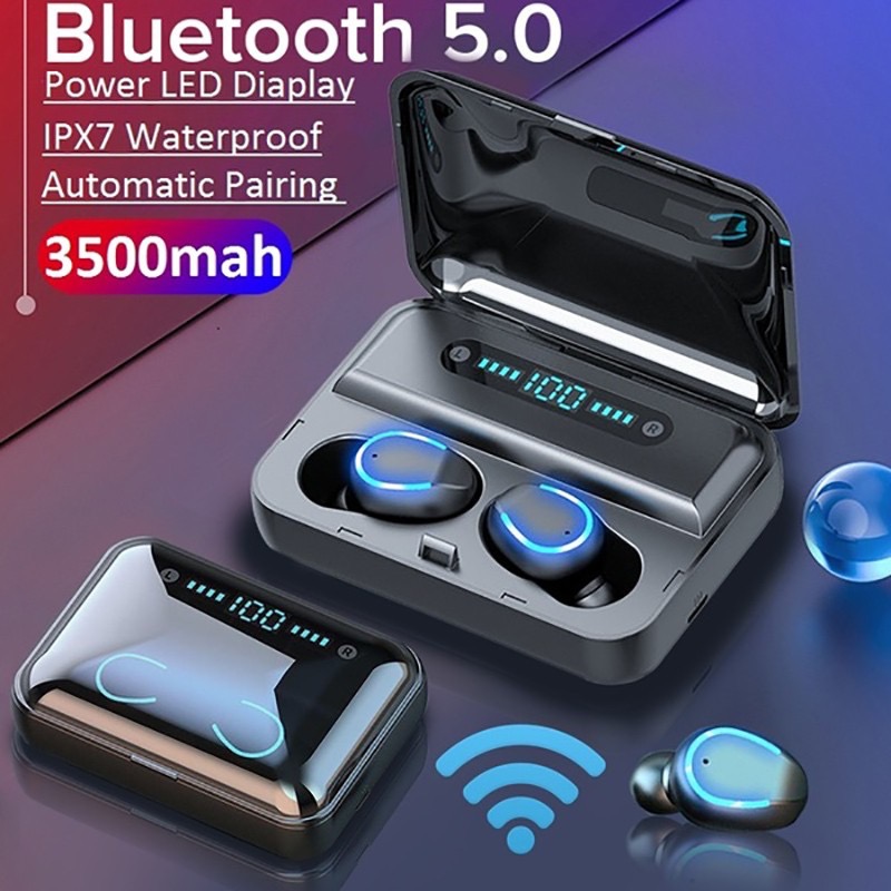 Tai nghe bluetooth TWS F9-5 loại 2 kèm pin dự phòng 2.000mAh kiểu dáng airpods có đế sạc có màn hình lcd [BH 3 tháng]
