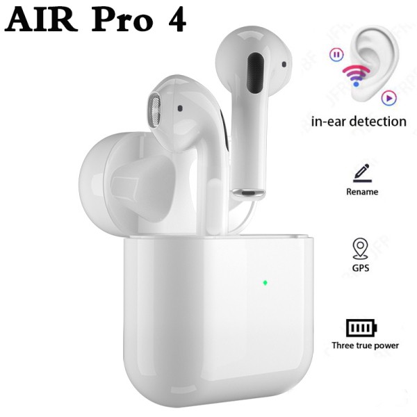 Tai nghe bluetooth Airpods 2 mẫu Pro4 loại 1 nâng cấp auto connect (kiểu giống pro5) [BH 3 tháng]