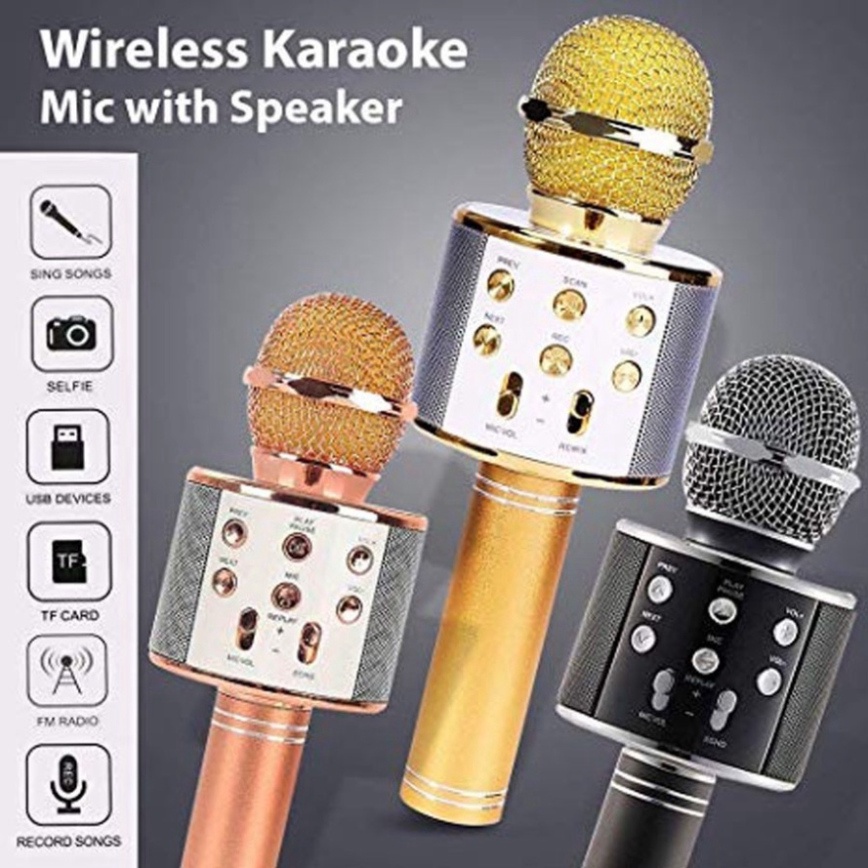 Micro bluetooth karaoke WS-858 kèm loa [BH 1 tháng]
