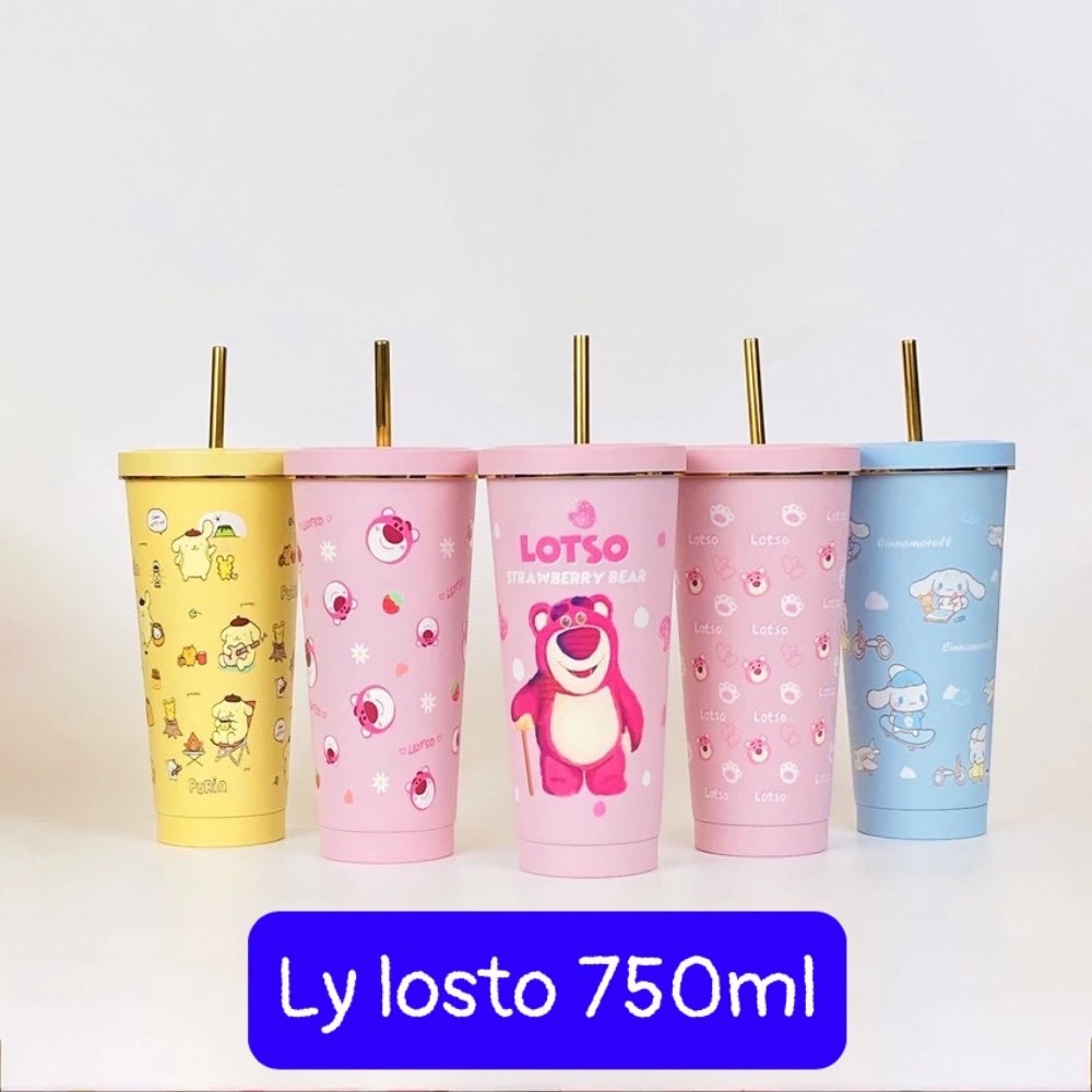 Ly đựng nước giữ nhiệt 750ml kèm ống hút hình thú/ hình gấu losto siêu cute {hình về ngẫu nhiên tùy lô} [BH: NONE]