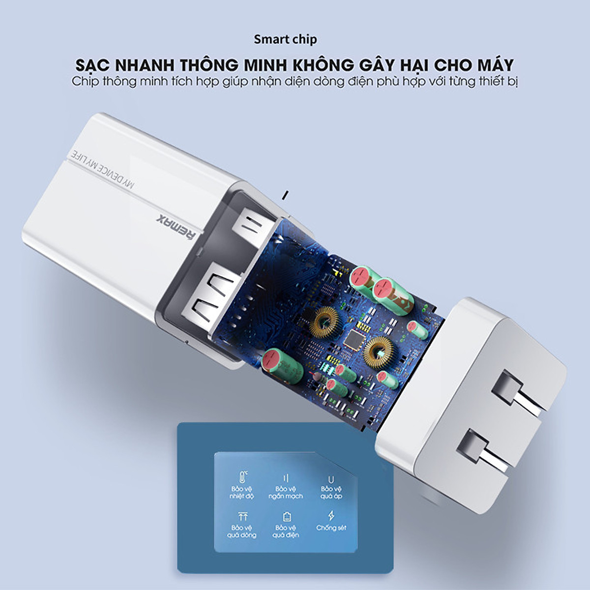 Cóc sạc nhanh 4 cổng usb Remax RP-U43 chính hãng 3.4A [BH 1 năm]