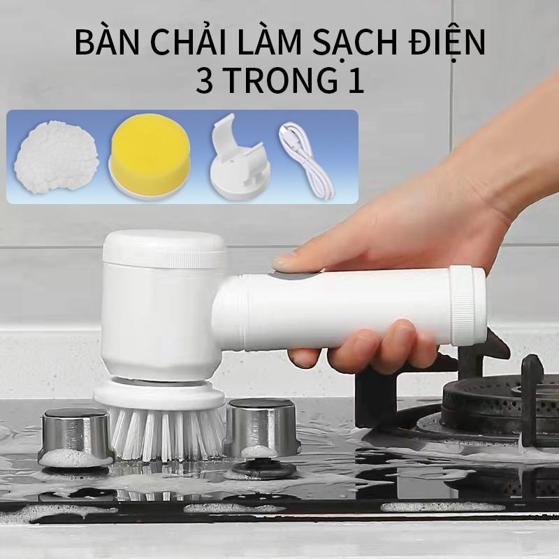 Bàn chải điện vệ sinh làm sạch 3 trong 1 cầm tay đa năng tiện dụng