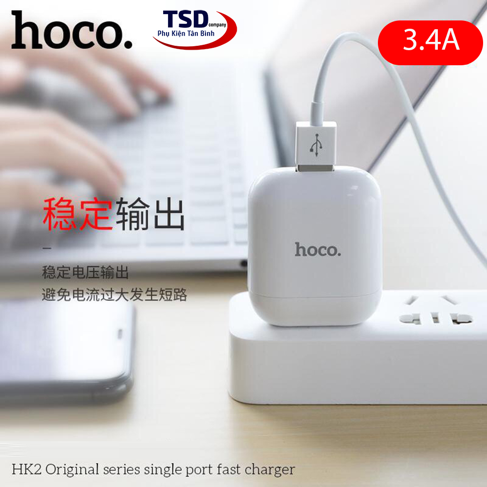 Bộ Sạc Nhanh 3.4A iPhone HOCO HK2 usb ra iphone lightning Chính Hãng [BH 1 năm]