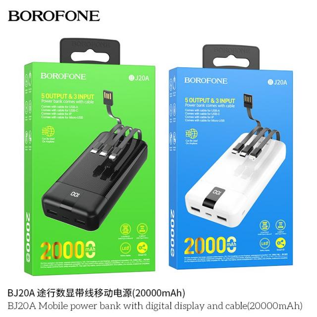 Pin sạc dự phòng Borofone BJ20A 20.000mAh kèm cáp chính hãng [BH 1 năm]