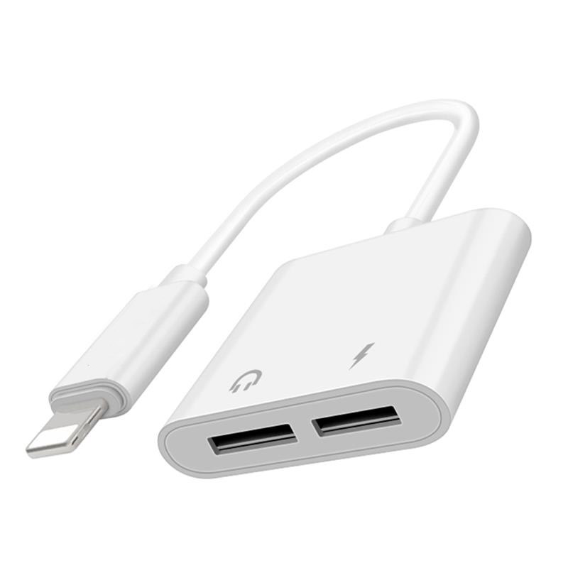 Cáp chuyển jack J008 iPhone ra 2 đầu Lightning cho tai nghe iphone 7 và sạc điện thoại (Dual lightning audio & charge adapter) [BH 1 tuần]