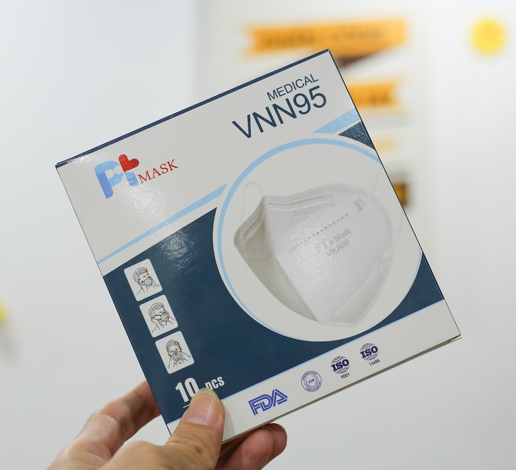 Khẩu trang PTMASK Medical VNN95 4 lớp kháng khuẩn (hộp 10c)