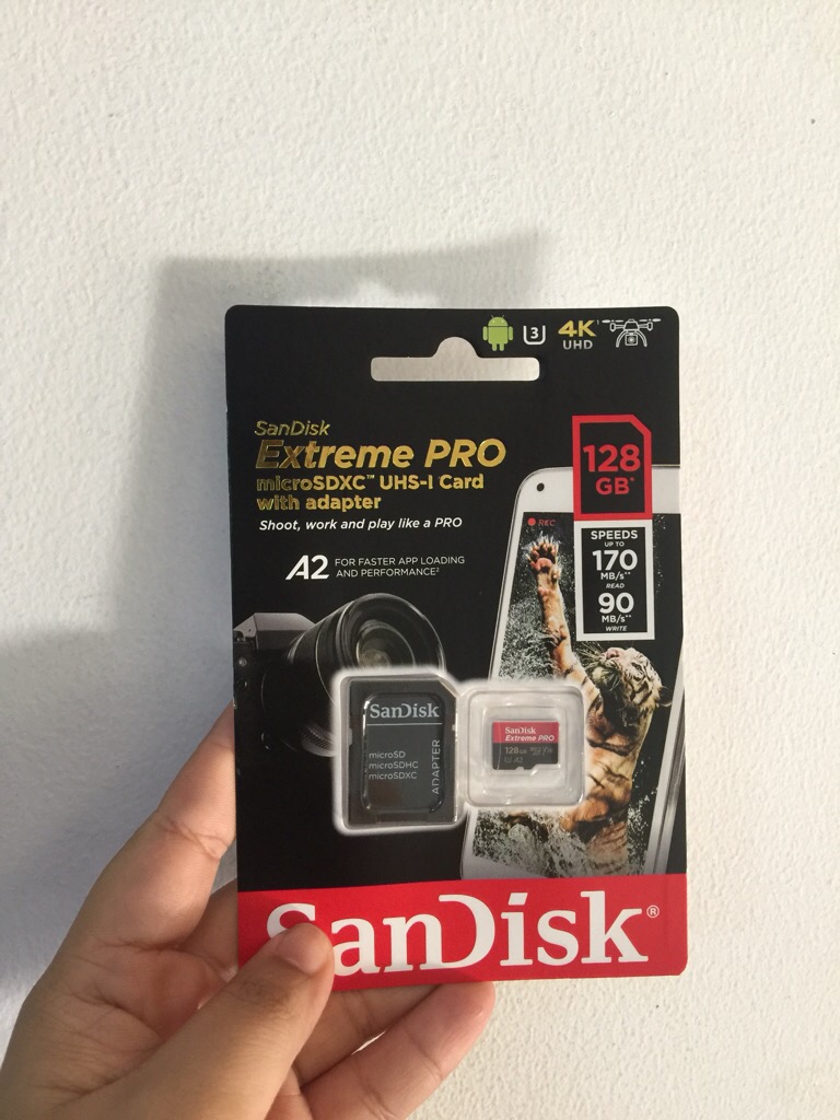Thẻ nhớ Micro SD Sandisk Ext PRO A2 128GB Full box, read 170Mb/s (Dùng quay 4K) (đặt trước 30ph) g#lau3.k0#+m525