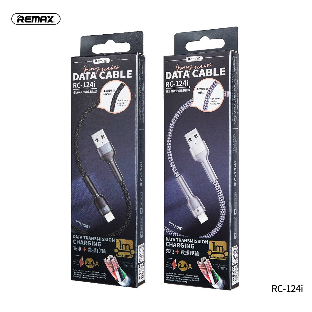 Cáp sạc nhanh iPhone Remax RC-124i usb ra iphone lightning 1m chính hãng dây dù [BH 1 năm]