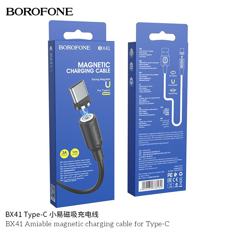 Cáp sạc từ usb ra type C Borofone BX41 hít nam châm 1m sạc nhanh [BH 1 năm]