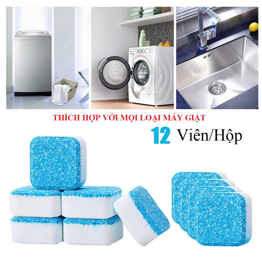 Hộp 12 viên sủi tẩy và khử mùi lồng máy giặt (hộp xanh)